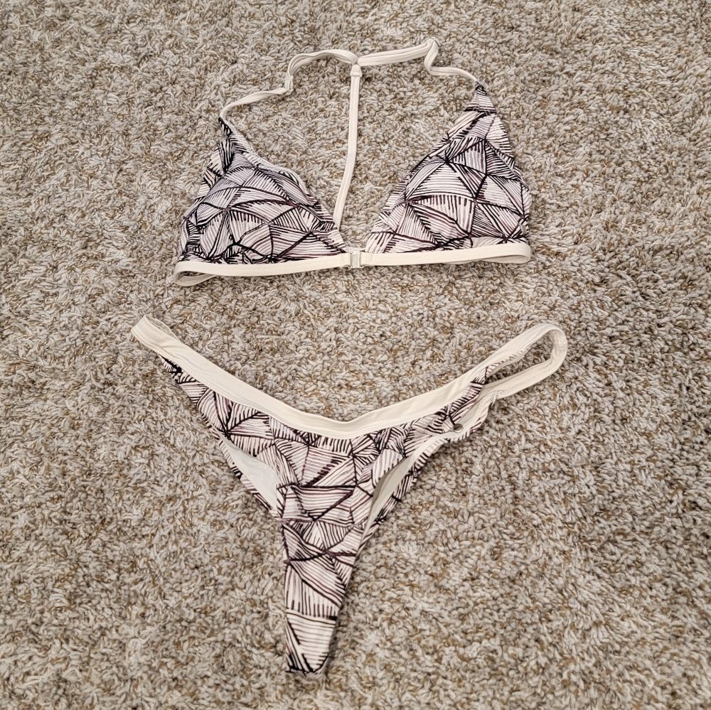 Geometric Black and White Bikini Set